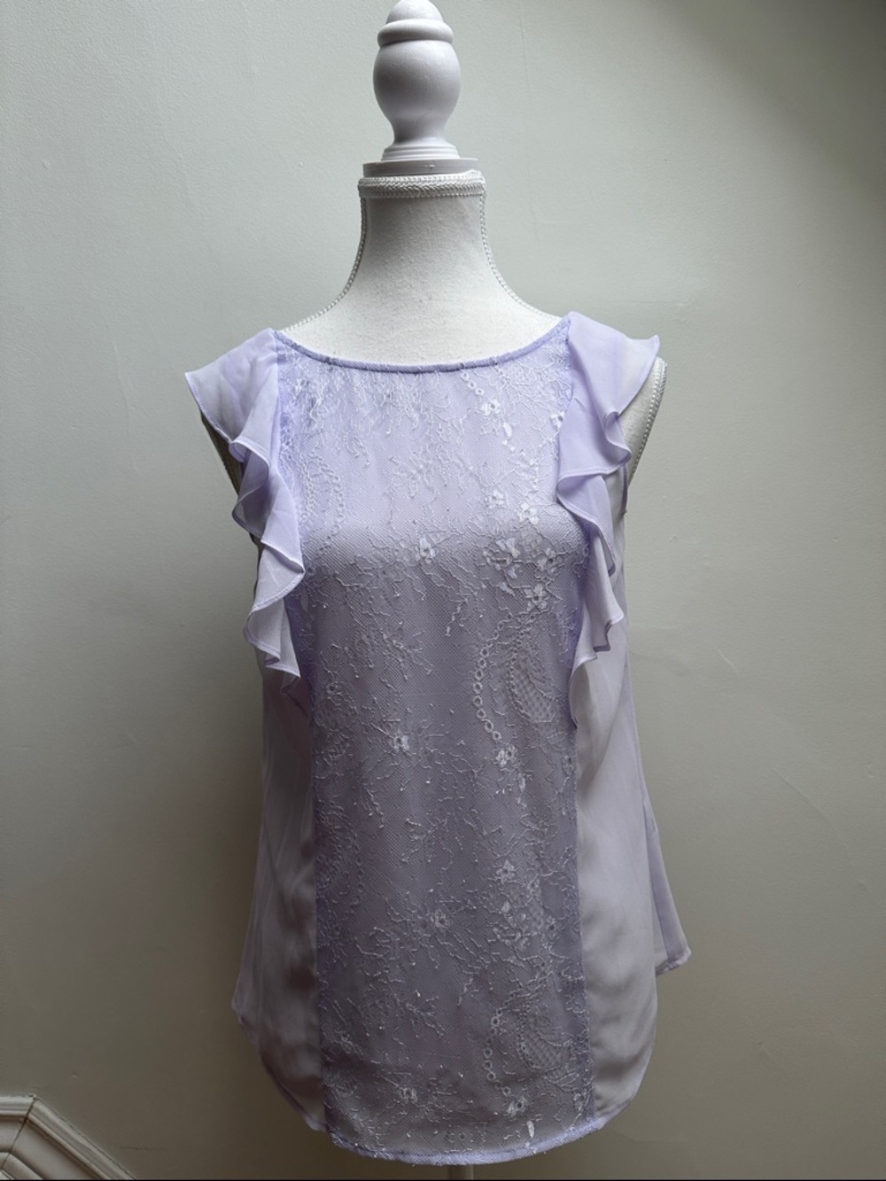 SMART SET Y2K Pastel Purple Lace Ruffle Whimsy Coquette Tank Top Size XSmall